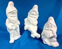 Ready To Paint Ceramic Bisque Unfinished Garden Gnomes Set Of 3 Pottery Ready To Paint Ceramics Ceramic Painting Ceramic Bisque