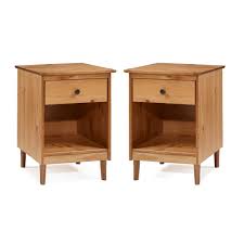 Wright Mid Century Caramel Nightstand By Bellamy Studios Set Of 2 Walmart Com In 2020 Walker Edison Furniture Company Wood Nightstand Walker Edison Furniture