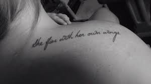 My New Tattoo 3 Back Shoulder Tattoo She Flies With Her Own Wings Tattoos Sheflieswithherownwings Number3 Shoulder Tattoo Wings Tattoo Tattoos