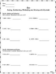 Solving problems involving ratio and rates 6th Grade Quiz Adding Subtracting Multiplying And Dividing Decimals