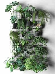 Wall Grid With Pot Plants 3d Model Indoor Plant Wall Plant Wall Plants