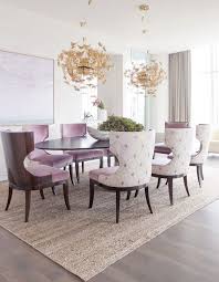 21 Upholstered Lavender Chairs And Gold Butterfly Chandeliers Make The Space Girlish Digsdigs Dining Room Design Luxury Dining Room Modern Dining Room