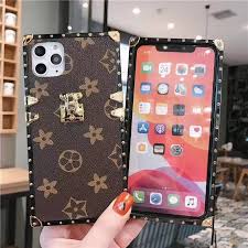 Fashion Square Metal Leather Phone Case For Iphone 11 Pro Max Leather Phone Case Luxury Iphone Cases Phone Cases