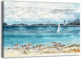 Beach wall decorations for bathroom. Buy Bathroom Decor Beach Wall Art Ocean Lighthouse Seabird Paintings Artwork For Walls Beach Theme Decor Picture Prints Modern Wall Decor Framed Wall Decorations For Bedroom Bathroom Kitchen Home Decor Online In