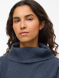 Vila Rolfie Roll Neck Long Sleeve Knit Pullover Vintage Indigo