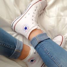Black And White Striped Converse High Tops White High Top Converse White High Top Converse Outfits With Converse High Top Sneakers
