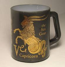 70s Capricorn Mug Zodiac Sign Federal Milk Glass Astrological Etsy Mugs Vintage Cups Capricorn