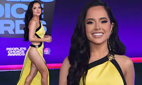 Becky G puts in VERY leggy yellow dress featuring high split at 2021  People's Choice Awards | Daily Mail Online