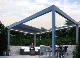 Deluxe Louvered Roof Lights Metal Pergola London Stone