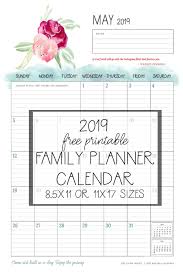 Free 2019 Printable Calendar Family Planner Organizer The Happy Housie Family Planner Printables Family Planner Family Calendar