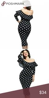 Black And White Polka Dot Dress Off The Shoulder Plus Polka Dotted Midi Dress Midi Dress Boutique Dresses Midi Dress