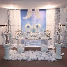 The combination of peach, gray, and white balloons (all of varying sizes) complemented the rustic aesthetic of the space. Heaven Sent Theme Babyshower Cake And Treats By Beautiful Gorgeous Cakes Acrylic Tabl Heavenly Baby Shower Angel Baby Shower Boy Baby Shower Themes