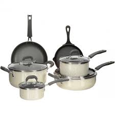 Cookware Set Nonstick Aluminum 10 Piece Linen Color Speckled Pots Pans Lids New Thepioneerwom Cookware Set Pioneer Woman Cookware Cookware Set Stainless Steel