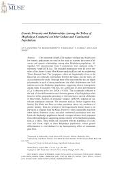 Pdf Genetic Diversity And Relationships Among The Tribes Of Meghalaya Compared To Other Indian And Continental Populations