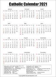 Free printable 2021 calendar on one page. Liturgical Roman Catholic Calendar 2021