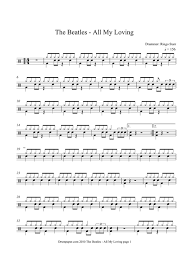 The Beatles All My Loving Drum Sheet Music Drums Sheet Drum Music