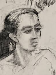 Vintage large Original pencil & charcoal drawing by Lewis Davies 1939-2010  nude