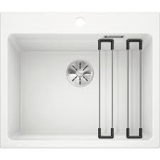 Grandis 33 drop in or undermount silgranit double bowl kitchen sink with 60/40 split and low divide. Blanco Etagon 6 Silgranit Kitchen Sink