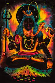 Colourful Shiva Hand Painted Fluorescent Uv Painting Blacklight Psychedelic Art Psychedelische Kunst Spirituelle Kunst Kunstproduktion