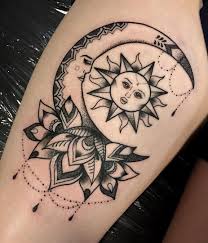 Sun and moon tattoos are popular across cultures, geographies and genders. Thigh Mandala Sun And Moon Tattoo Novocom Top