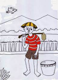 Sketsa gambar animasi petani mencangkul di sawah. 99 Gambar Kartun Petani Bawa Cangkul Pilihan Cikimm Com
