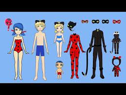 Family Dress Up Ladybug Cat Noir Paper Dolls Costumes Dresses Accessories Papercrafts Youtube Paper Doll Costume Doll Costume Paper Dolls