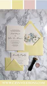 Yellow Floral Vellum Wedding Invitation With Wax Seal Cz Invitations Floral Wedding Invitations Wedding Invitations Yellow Wedding Invitations