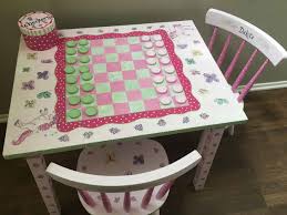 Kids Checkers Table Set Hand Painted Kids Table Sets Etsy Paint Kids Table Kids Table Set Painting Kids Furniture