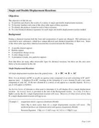 Your teacher may require this, but the chemteam will only provide some of the following answers balanced. Single Displacement Reaction Lesson Plans Worksheets