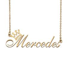 In the latin origin, mercedes means mercy. Mercedes Name Necklace With Crown Name Necklace Gold Custom Etsy
