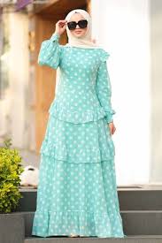 Nayla Collection Nayla Collection Puantiyeli Mint Tesettur Elbise 1225mint Elbise Modelleri The Dress Elbise