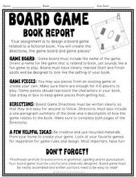 Board Game Book Report Design A Game Based On A Fiction Book Book Report Book Report Templates Book Report Projects