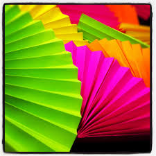 Neon Color Paper Fan Decor For Summer Party Neon Party Glow Party Candyland Party
