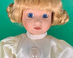 DOLL VICTORIAN Porcelain Ringlet Hair, Pretty Blue Dress Lace Bow and  Umbrella. Memories, Gift, Prop, Daysgonebytreasures