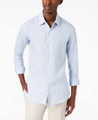 Tasso Elba Island Mens Cross Dyed Linen Shirt Created For