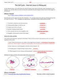 View meiosisphases from bio misc at crossland high. The Cell Cycle The Cell Cycle Internet Lesson Burgess