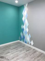 Wall Painting Geometric Mural Geometric En 2020 Peinture Interieur Maison Deco Maison Design Peinture Murale