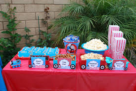 Thomas The Train Birthday Party Food Ideas Thomas The Train Snack Table Thomas Birthday Parties Thomas The Train Birthday Party Thomas Birthday