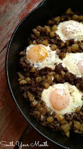 Hash Eggs This Is An Easy Rustic One Dish Meal Made With Ground Beef Potatoes Onions And Eggs So Simple Brunch Recipes Recipes Ground Beef Recipes