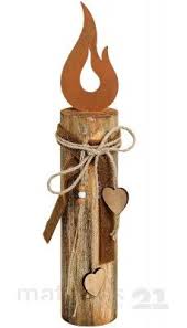 Holzpfahl Mit Metall Kerzenflamme Dekorativer Schleife Holz Deko 8x8x44 Cm Holzpfahle Weihnachtsdeko Holz Weihnachten Holz