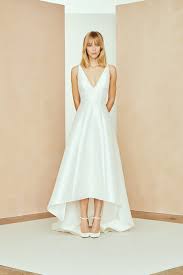 Mikado Hi Low Hem Gown With Deep V Neckline Wedding Dresses High Low Hi Low Wedding Dress Silk Wedding Dress