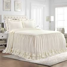 (the skirt may puddle a bit under the side board being so close to the floor versus hanging over the box spring. Lush Decor Ella Lace Ruffle Bedspread Sham Set Target
