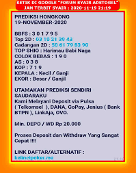1 New Message Kode Syair Hongkong 19 November 2020 Forum Syair Togel Hongkong Singapura Sydney