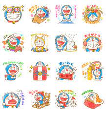 doraemon new year s omikuji stickers sticker for line whatsapp android iphone ios doraemon line sticker cartoon design