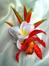 Tropical Flower Clip Hawaiian Orchid Plumeria And By Malamapua Flower Clip Flower Hair Pieces Hawaiian Flower Hair