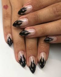 Simple Black And Clear Nails Nails Art On Instagram Flame Nails Clearnails Nails Nail Nailart Flamesnails A Red Acrylic Nails Christmas Nails Acrylic Coffin Nails Matte