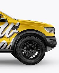 Pickup Truck Mockup Side View In Vehicle Mockups On Yellow Images Object Mockups Mockup Psd Mockup Free Psd Mockup Downloads