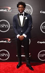 Justise Winslow From 2015 Espy Awards Red Carpet Arrivals How Sharp The Miami Heat Basketball Player Is Oh So Dapp Espy Awards Navy And Black Suit Nba Fashion