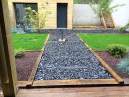Patchwork Green Ardoise Pouzzolane Et Traverses De Bois Piscine Amenagement Paysager Jardins Amenagement Paysager