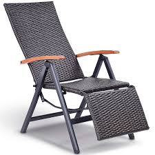 Garden Folding Rattan Aluminum Recliner Chair Garden Recliner Chairs Rattan Lounge Chair Outdoor Recliner